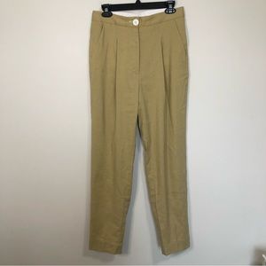 Robert Rodriguez Linen Blend PleatTrouser Pants Tan Relaxed Fit 6